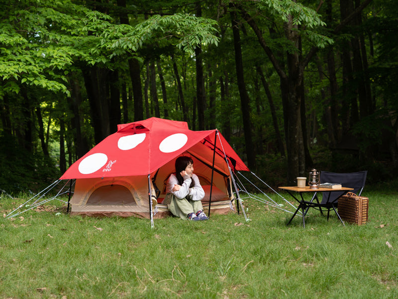 Red Kinoko Mushroom Tent (S) with white polka dots