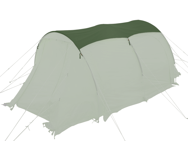A two-tone camping tent with a light sage green body and a dark olive green roof, shown on a plain white background.