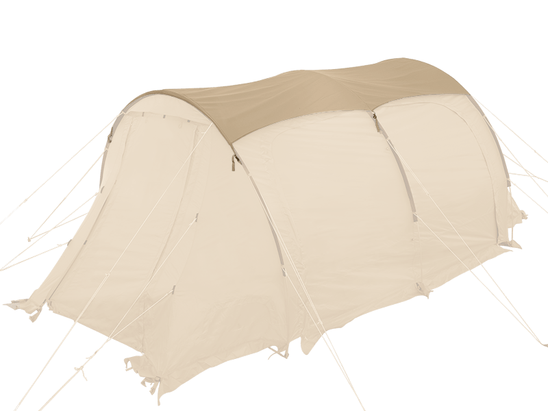 A beige and off-white dome-style camping tent shown on a plain white background.